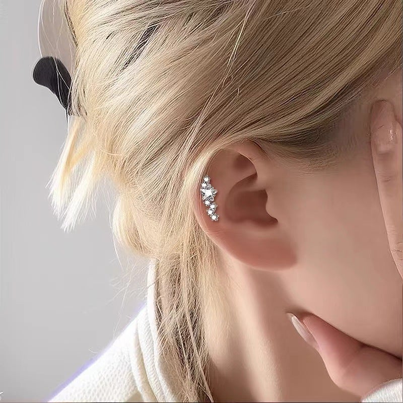 Full Diamond Super Flash Beam Meteor Ear Bone Nail Exquisite Five-Pointed Star Screw Twist Earrings Earrings Earrings Sparkling Earrings - Image 4